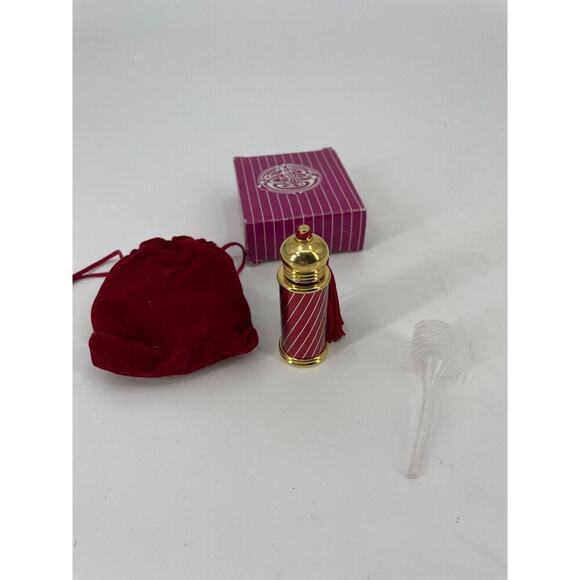 Glass Act Studios Red And Gold Swirl Perfume Bottle w Stopper And Bag - Picture 1 of 10